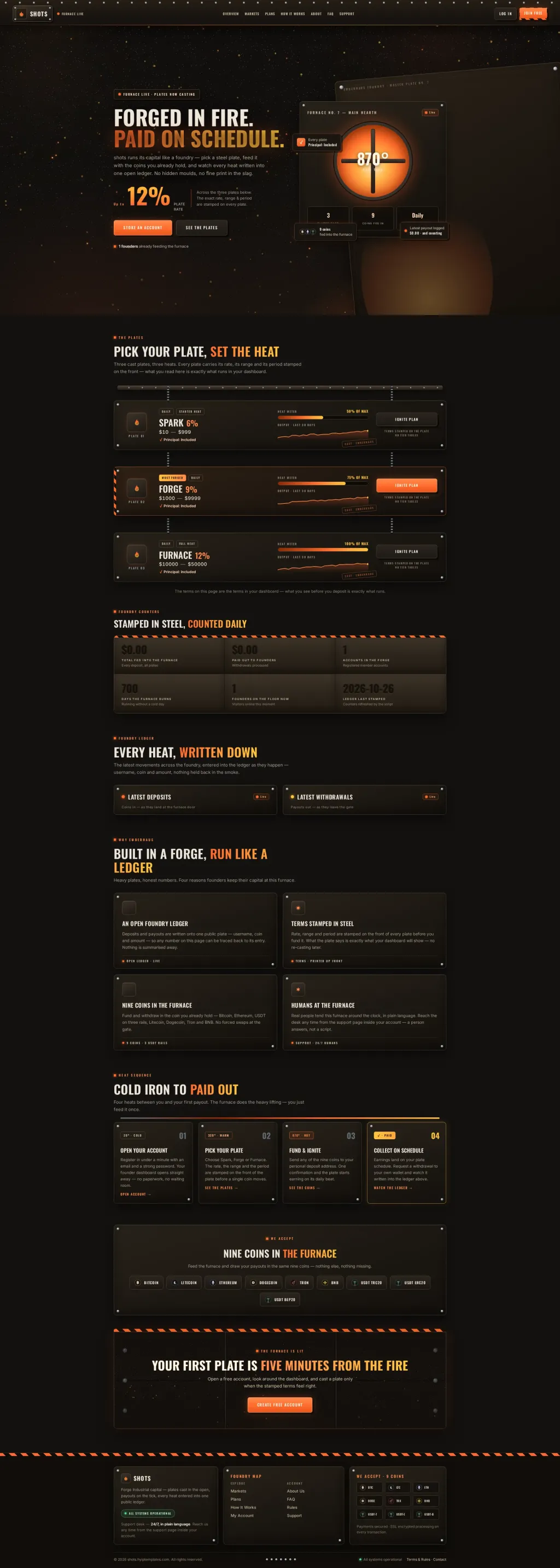 EMBERHAUS — HYIP Template Pack — GoldCoders HYIP template preview (H-TPL22)